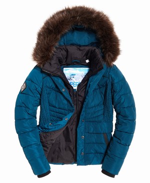 Superdry Glacier Biker Női Kabát Türkiz | XMEJW0592